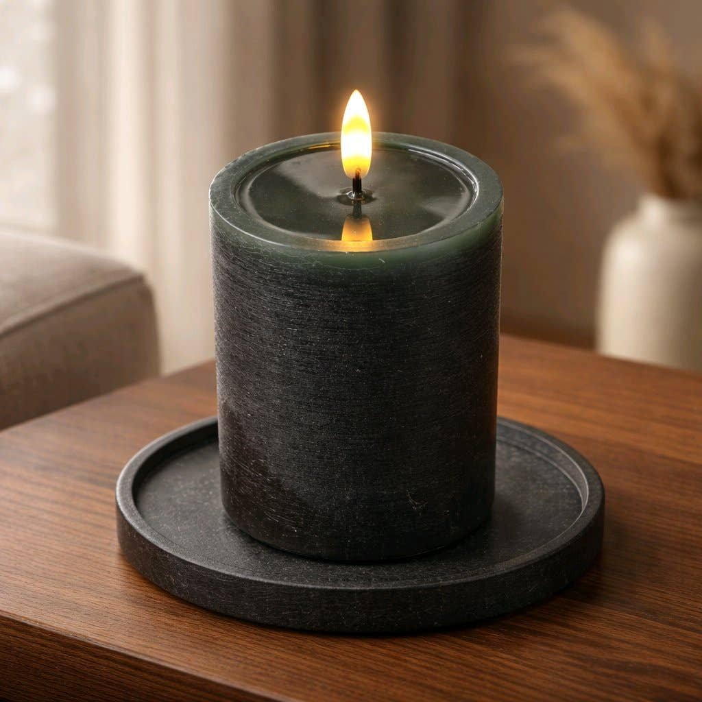 Green Melted Realistic Flame 3x4in LED Candle
