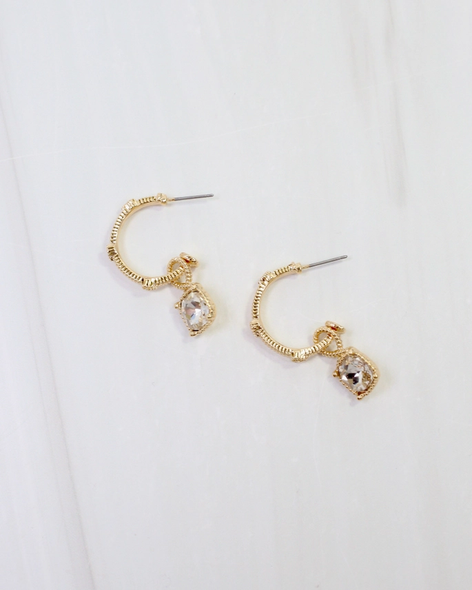 Anika Textured Large Hoop With Dangle Clear