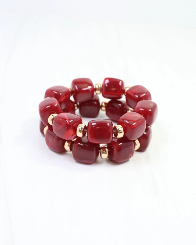 Raquel Beaded Bracelet Set Burgundy