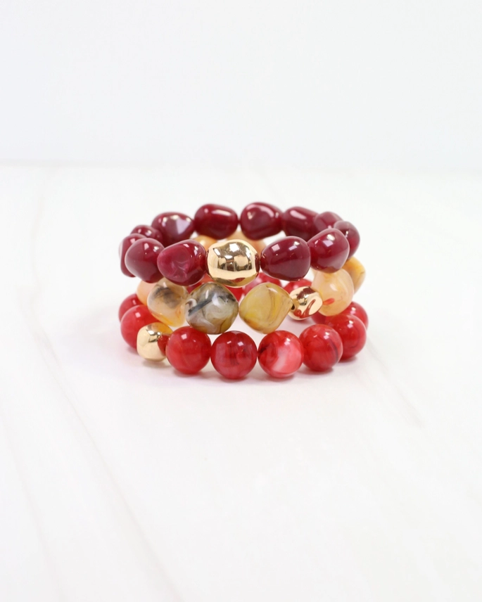 Doris Beaded Bracelet Set Wine