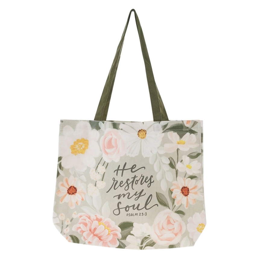 Tote Canvas He Restores My Soul Ps. 23:3
