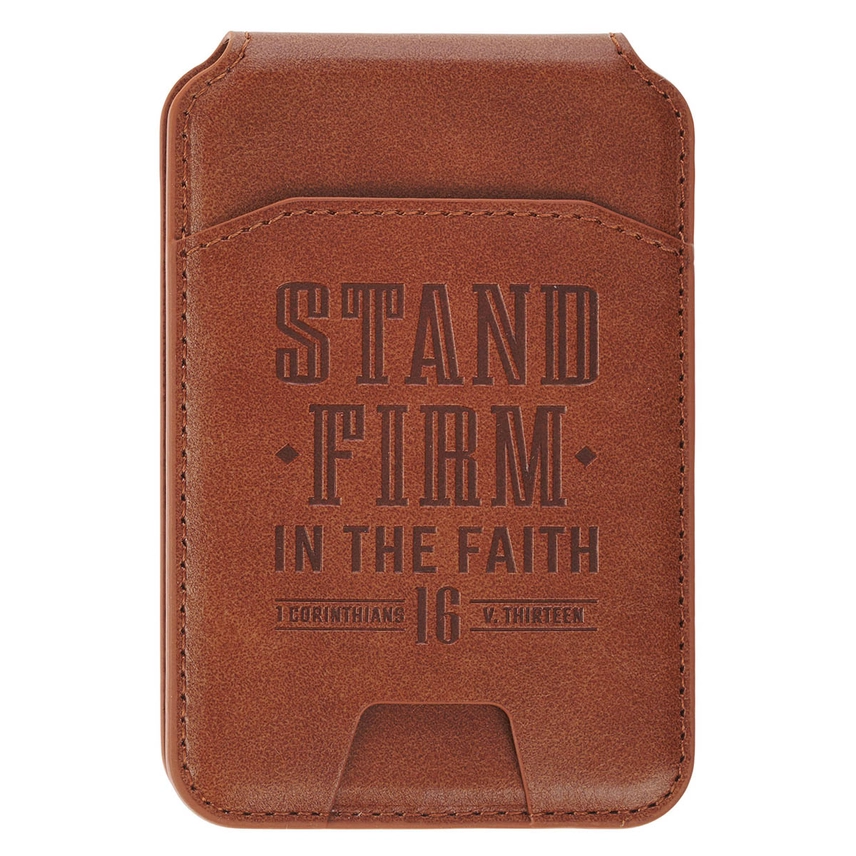Phone Wallet Magnetic Brown Stand Firm 1 Cor. 16:13