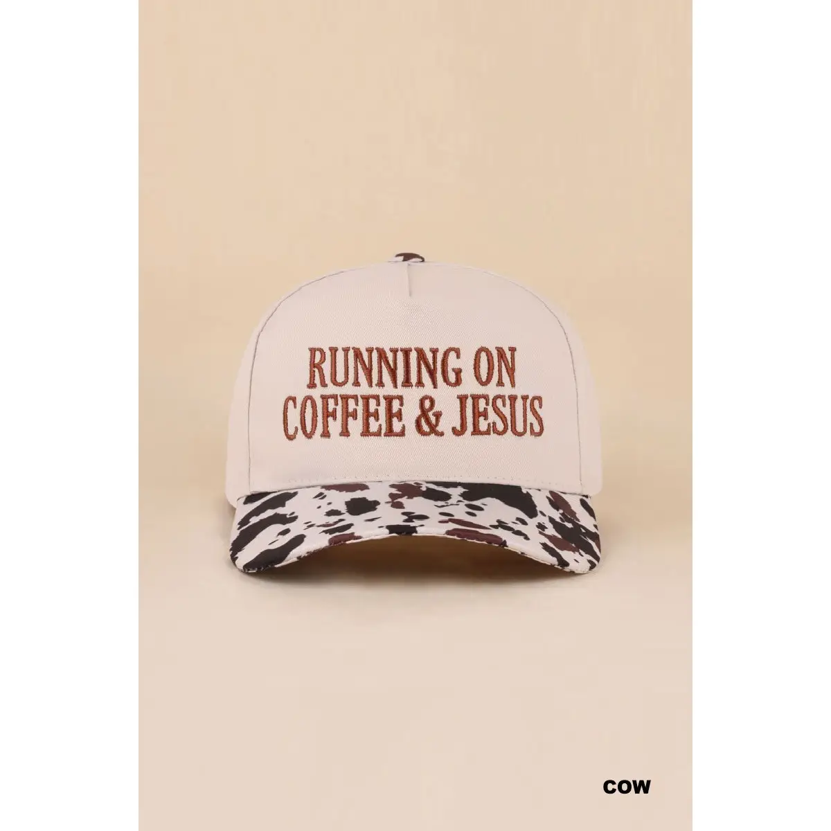 Running On Coffee &amp; Jesus Two Tone Cotton Hat (COW / 1(ONE SIZE))