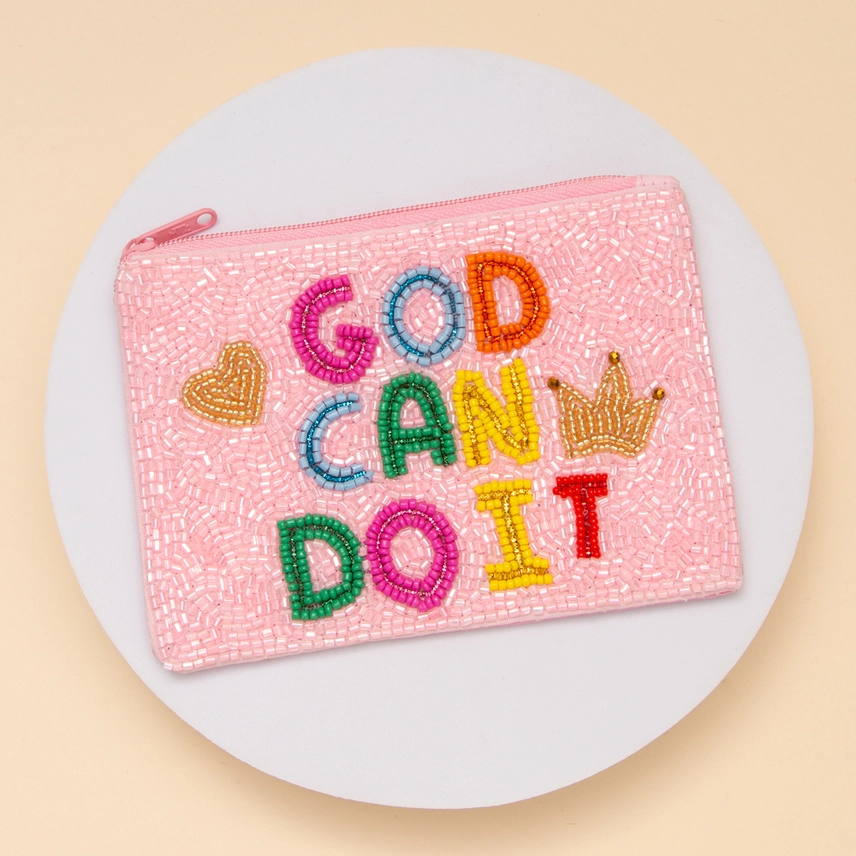 God Can Do It Seed Beaded Coin Bag