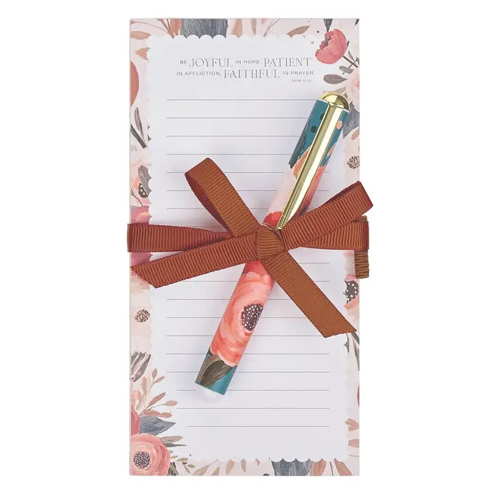 Magnetic Shopping List w/pen Joyful, Patient, Faithful Romans 12:12