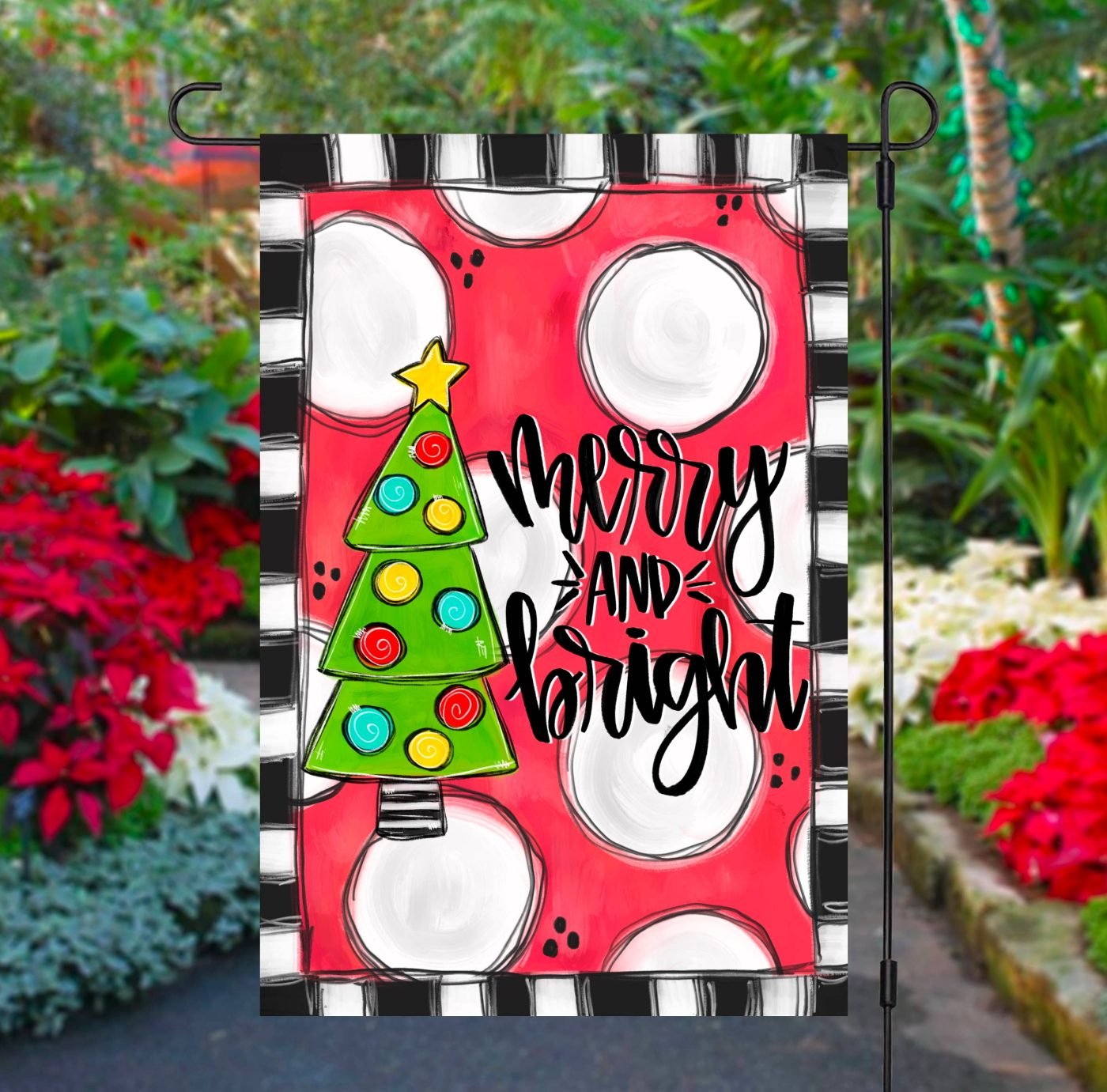 Merry and Bright Christmas Garden Flag: Double Sided