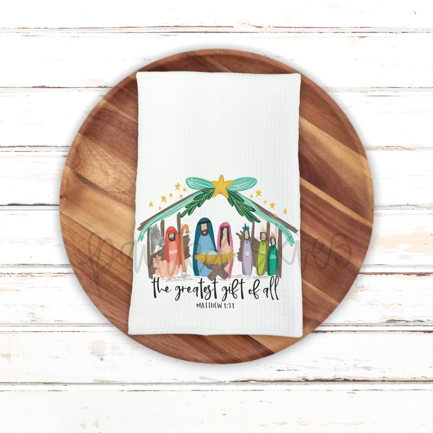 The Greatest Gift Of All Manger Christmas Kitchen Dish Towel
